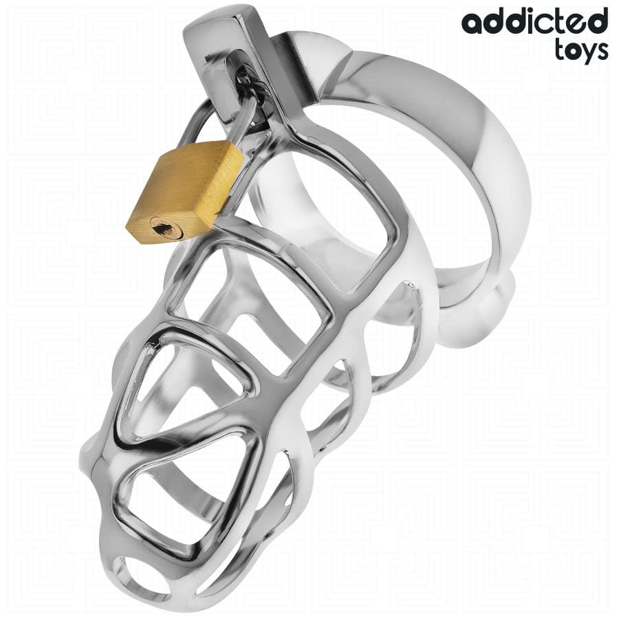 ADDICTED TOYS LOCKED - CAGE À PÉNIS EN MÉTAL AVEC VERROU ARGENT TAILLE S – Image 2
