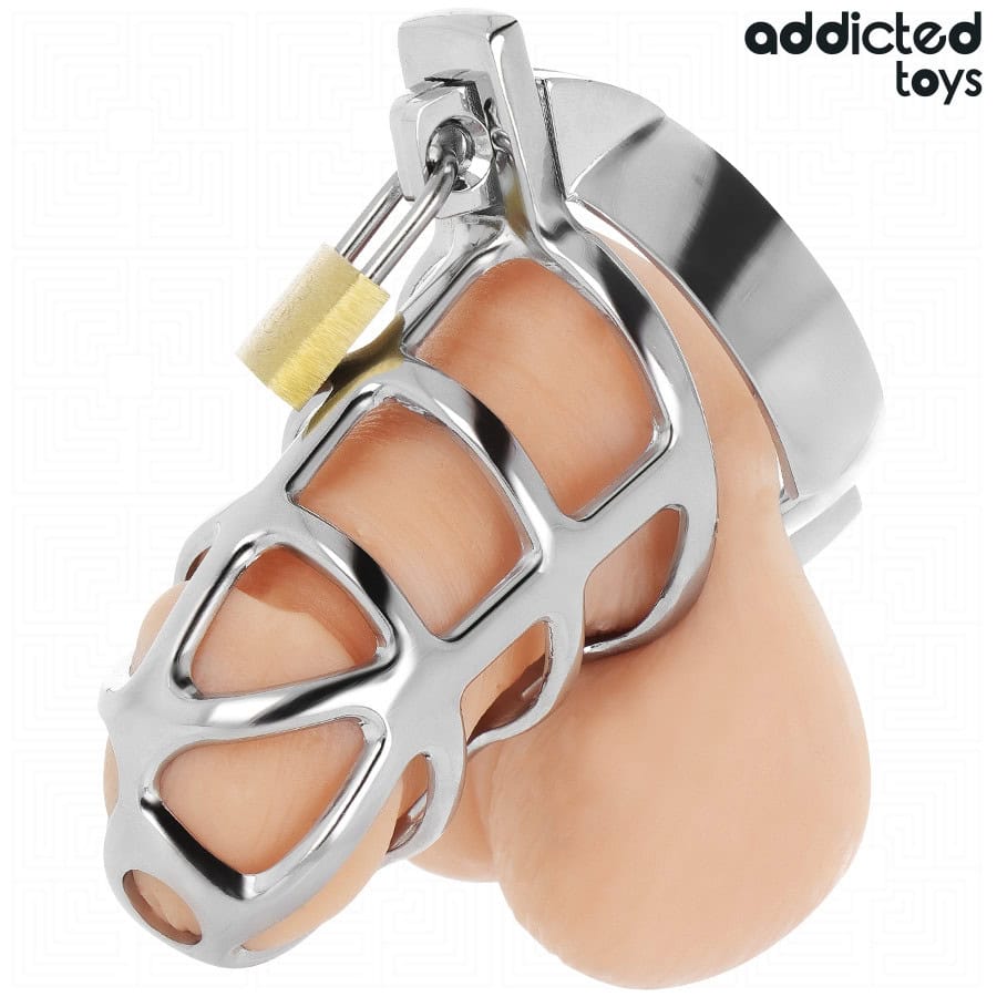 ADDICTED TOYS LOCKED - CAGE À PÉNIS EN MÉTAL AVEC VERROU ARGENT TAILLE S – Image 3