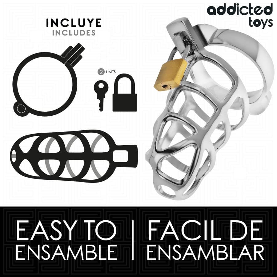 ADDICTED TOYS LOCKED - CAGE À PÉNIS EN MÉTAL AVEC VERROU ARGENT TAILLE S – Image 4