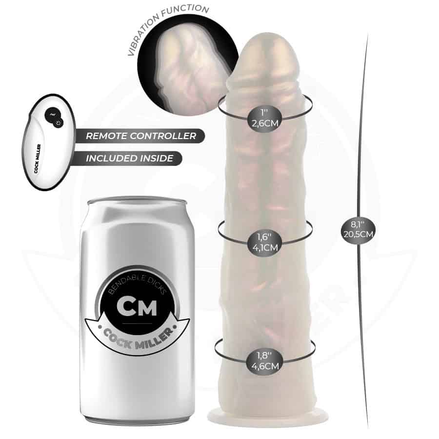 COCK MILLER - GODE AVEC VENTOUSE, LUMIÈRES ET VIBRATIONS AVEC TÉLÉCOMMANDE BLANC 20,5 CM – Image 3