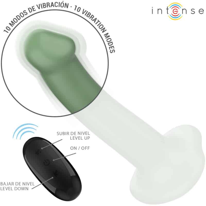 INTENSE - BECCA VIBRATEUR AVEC VENTOUSE 10 VIBRATIONS TÉLÉCOMMANDE VERTE – Image 4