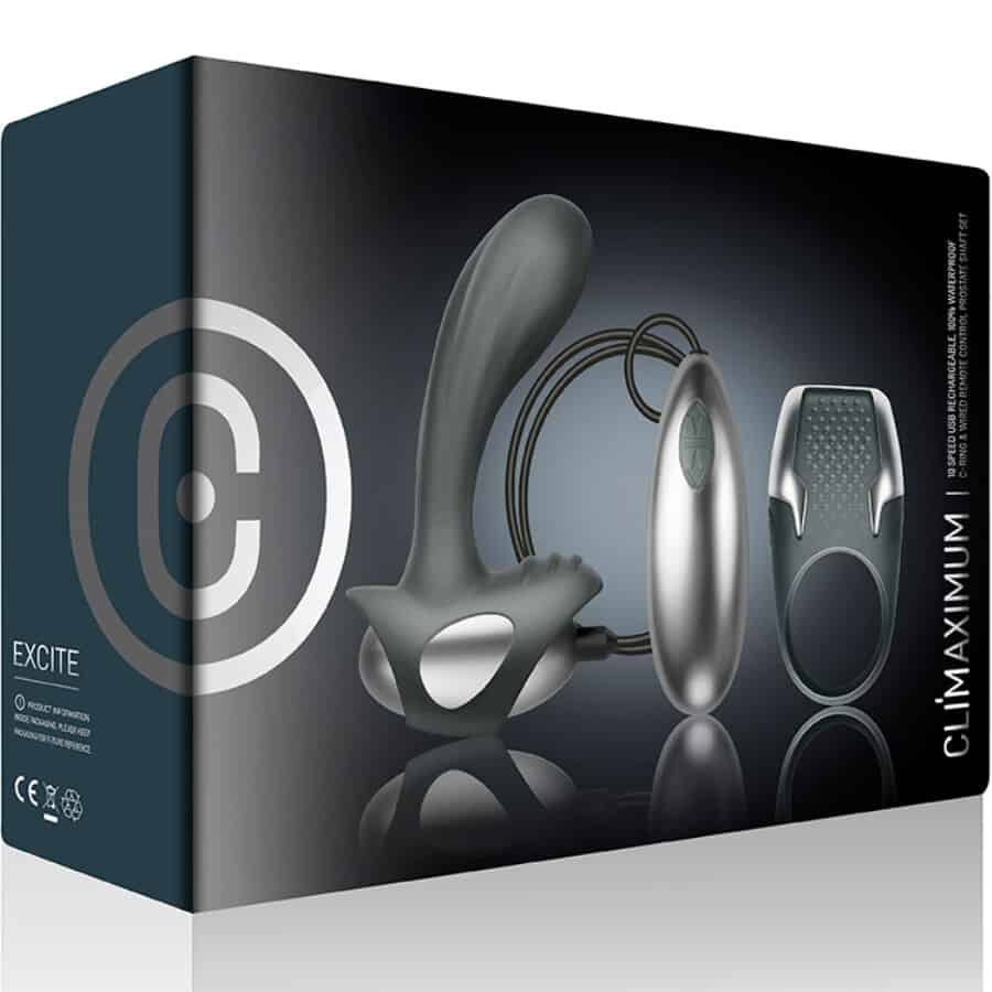 CLIMAXIMUM - KIT EXCITE ANNEAU PÉNITENTIAIRE + MASSEUR DE PROSTATE À FIL – Image 4