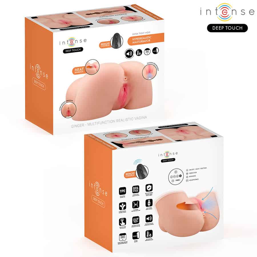 INTENSE DEEP TOUCH - MASTURBATEUR VAGINAL GINGER AVEC SUCCION, CHALEUR, VIBRATION ET EFFETS VOCAUX, TÉLÉCOMMANDE INCLUSE, 5,3 KG – Image 3