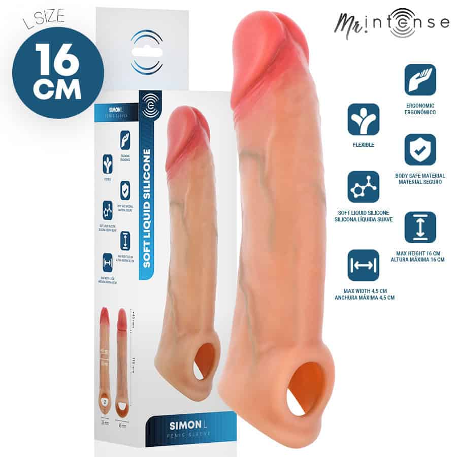 MR INTENSE - SIMON L PROTECTION PÉNALE EN SILICONE 16 CM -Ø- 4,5 CM