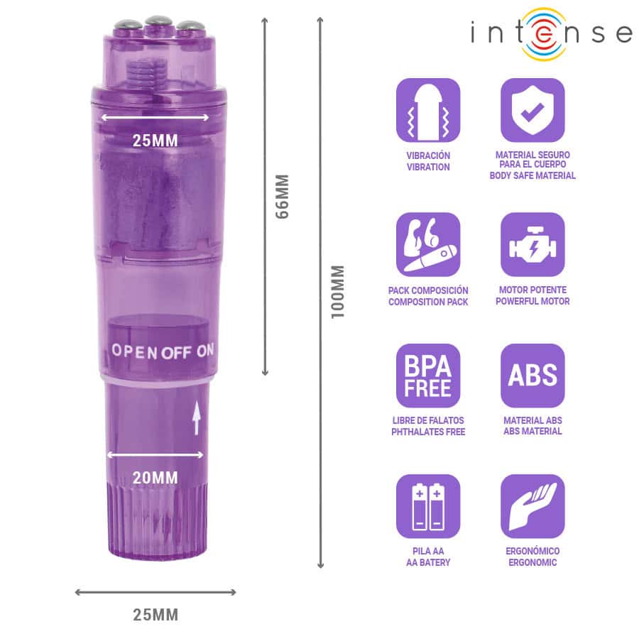 INTENSE - MINI MASSEUR KURT AVEC 4 TÊTES INTERCHANGEABLES VIOLETTE – Image 5