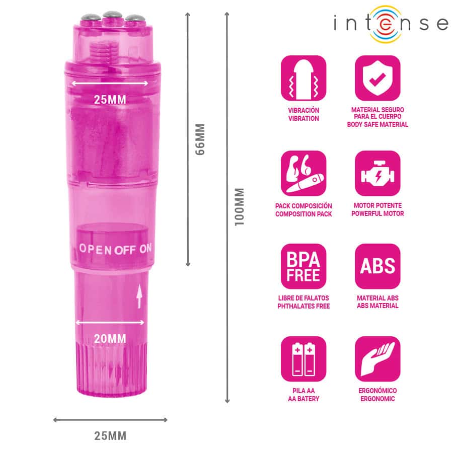 INTENSE - MINI MASSEUR KURT AVEC 4 TÊTES INTERCHANGEABLES ROSE – Image 5