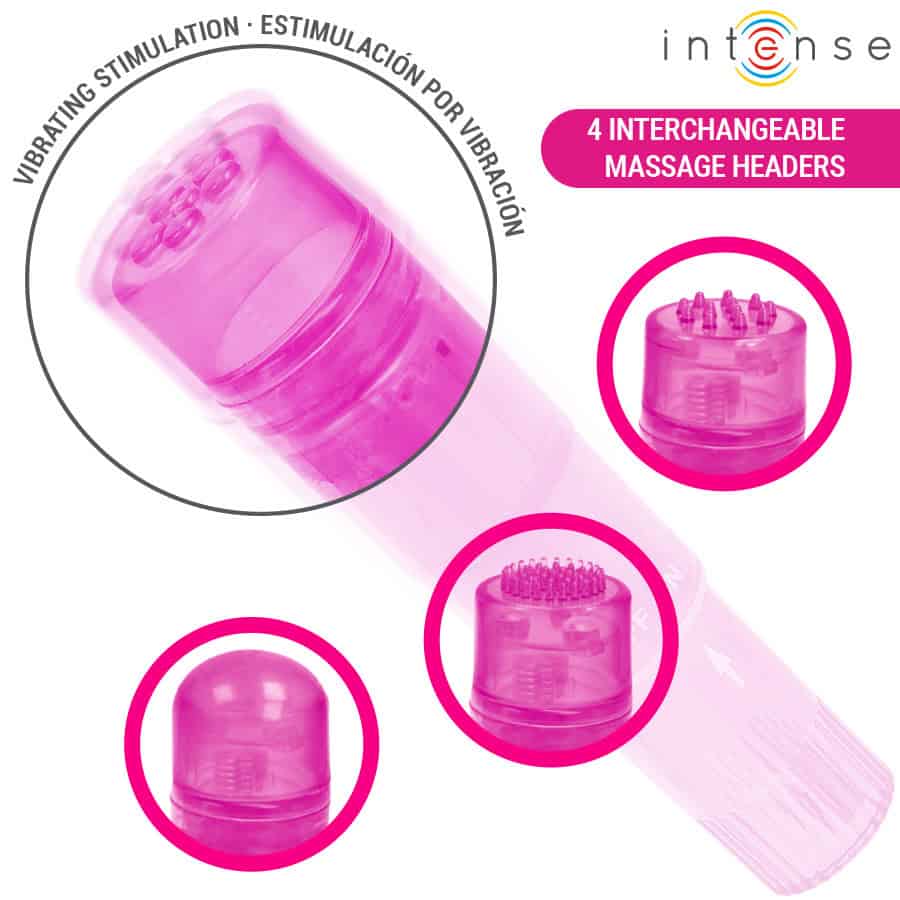 INTENSE - MINI MASSEUR KURT AVEC 4 TÊTES INTERCHANGEABLES ROSE – Image 3