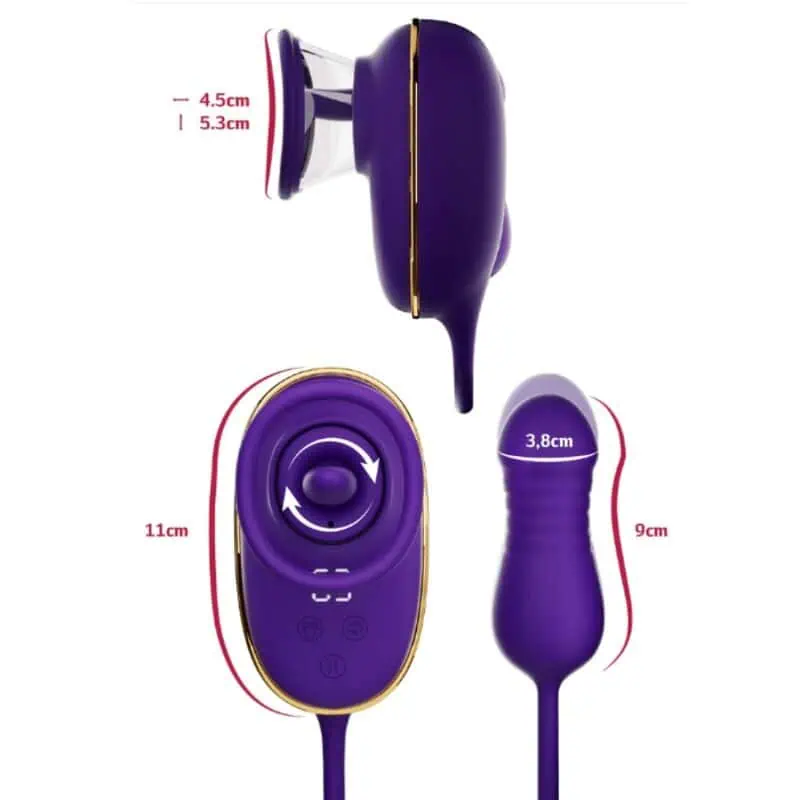 SHE.E.O - SUCCION CLITORIALE AVEC EFFET DE LÉCHAGE ET STIMULATEUR ANAL VIOLET – Image 4