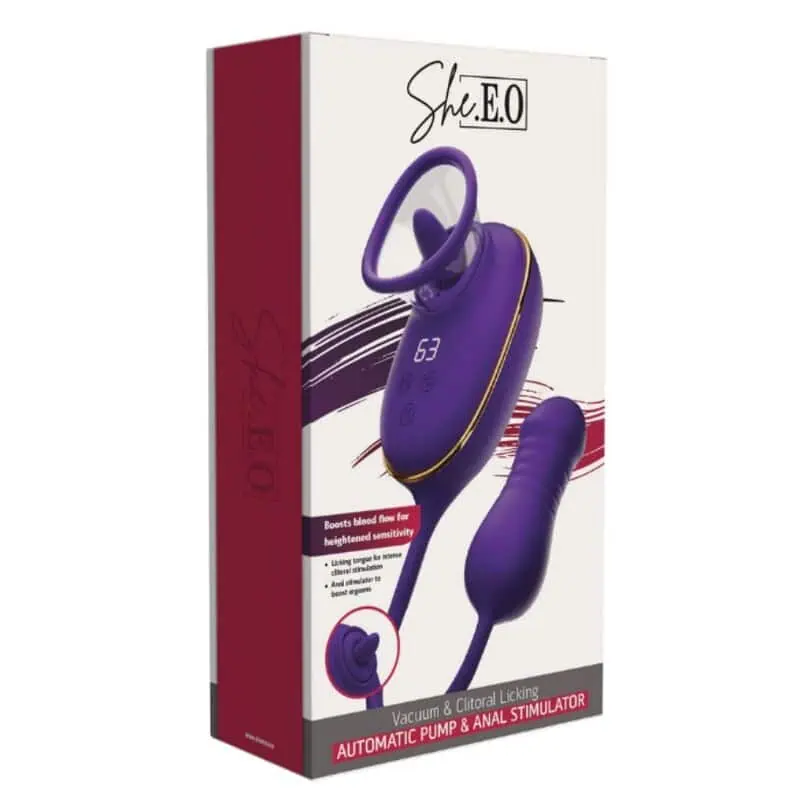 SHE.E.O - SUCCION CLITORIALE AVEC EFFET DE LÉCHAGE ET STIMULATEUR ANAL VIOLET – Image 5