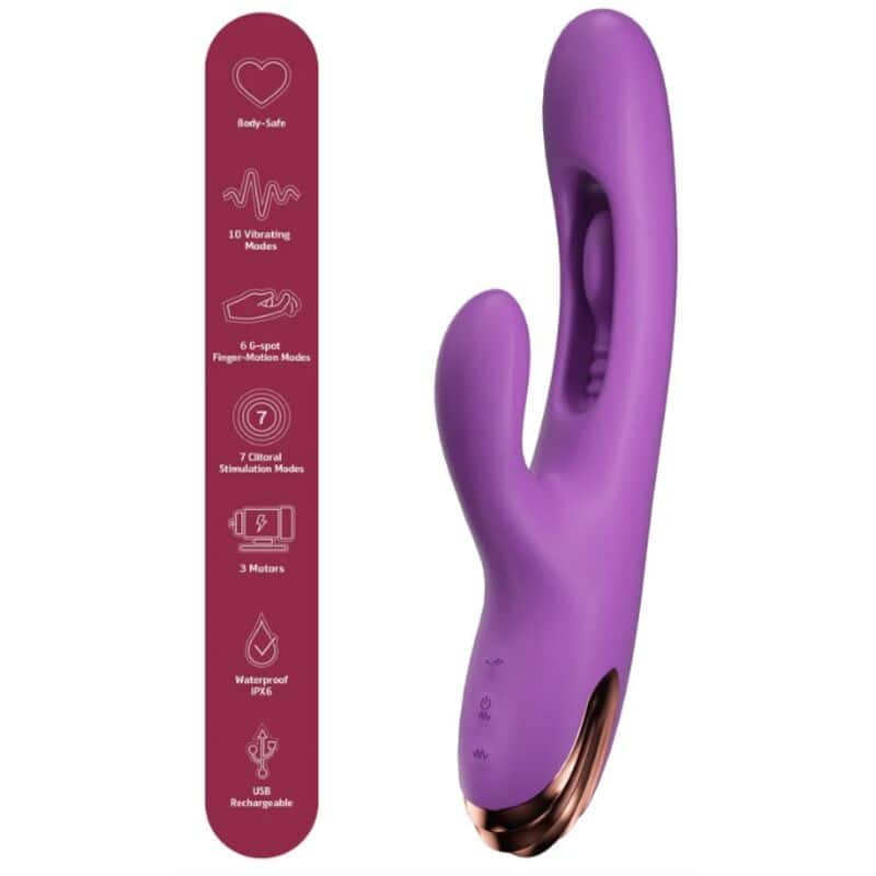 SHE.E.O - VIBRATEUR POINT G LAPIN AVEC MOUVEMENT NUMÉRIQUE VIOLET – Image 2