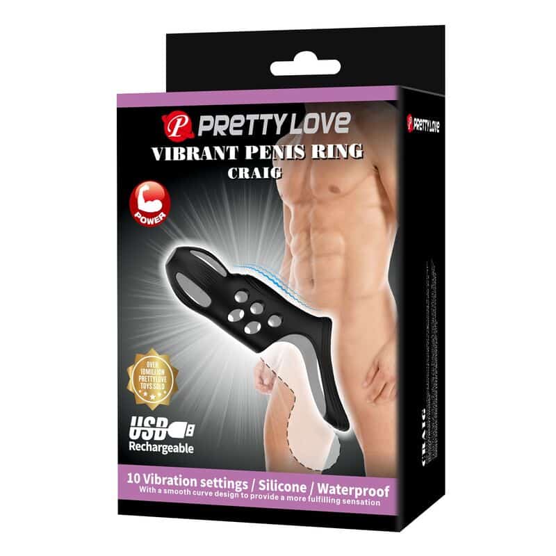 PRETTY LOVE - CRAIG ANNEAU PÉNIS VIBRANT RECHARGEABLE NOIR – Image 2