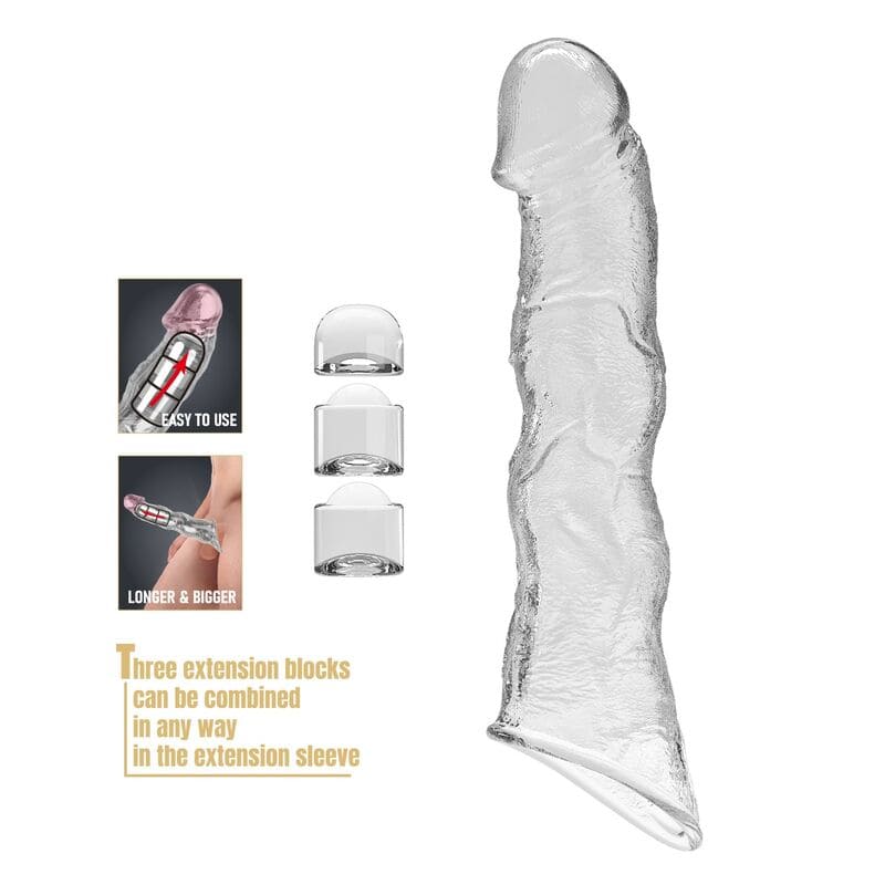 PRETTY LOVE - MANCHON D'EXTENSION PÉNIENNE AJUSTABLE 28 CM Ø 4,5 CM TRANSPARENT – Image 5